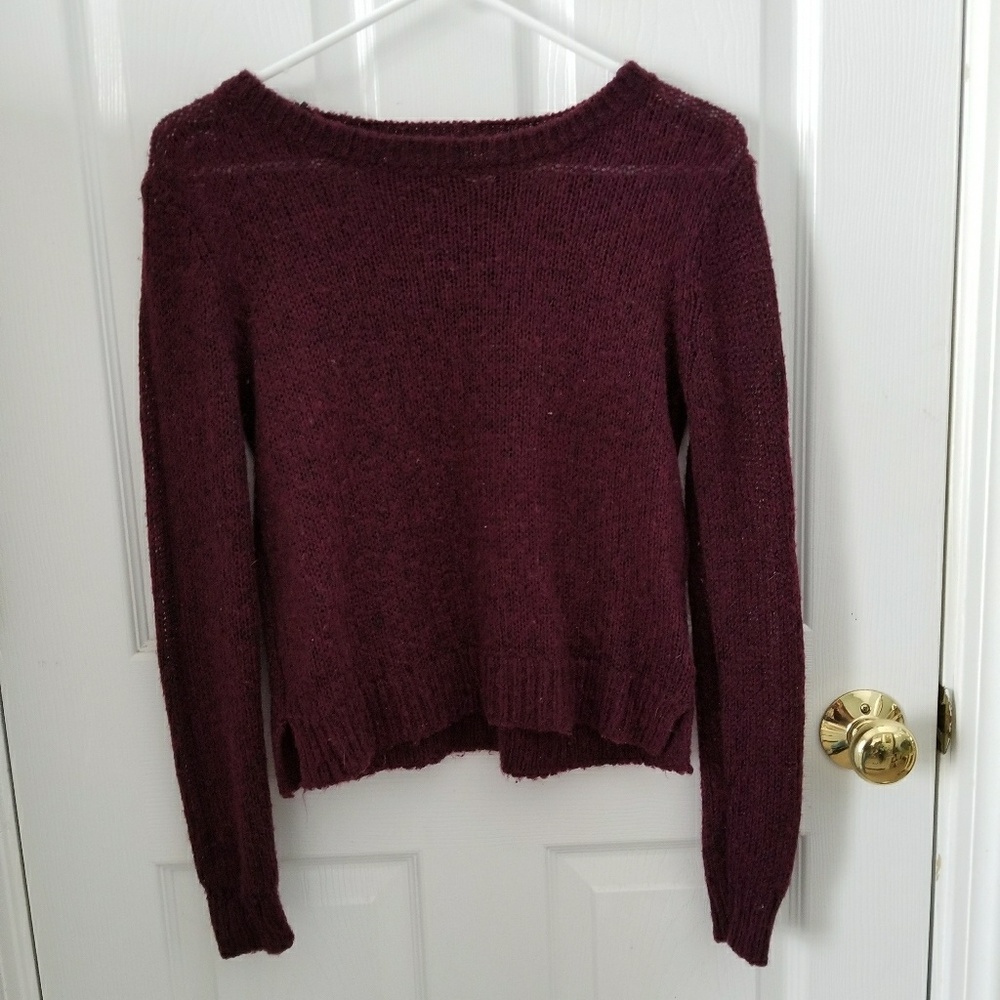 Long Sleeve Maroon Knit Sweater